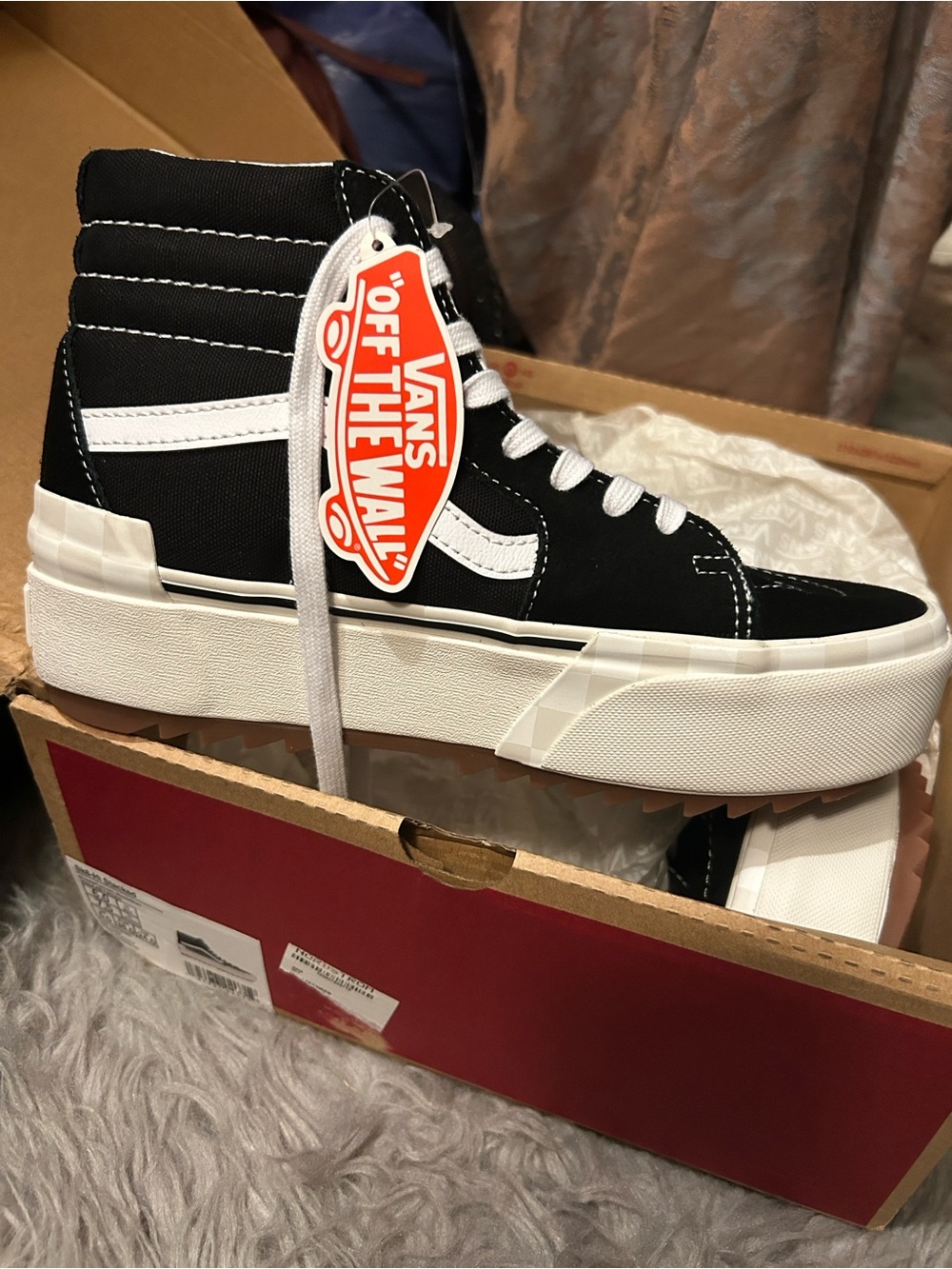 Vans Black & White High-Top Platform Skate Sneakers